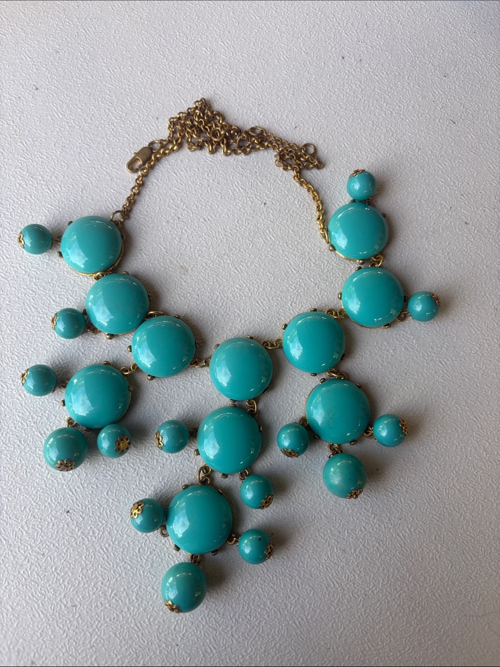 Turquoise Statement Bubble Bib Necklace - Unbranded